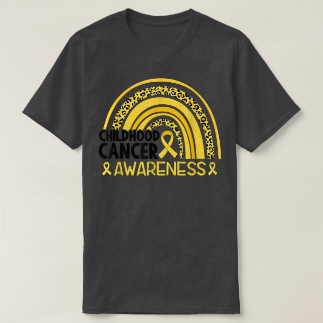 We Wear Gold Leopard Rainbow Childhood Cancer Awar T-Shirt (Design Front)