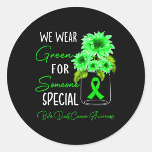 We Wear Green Bile Duct Cancer Awareness  Classic Round Sticker