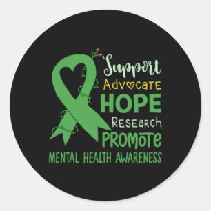 We Wear Green Mental Health Awareness Support Squa Classic Round Sticker