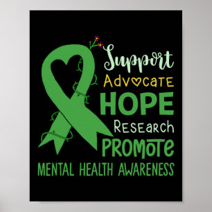 We Wear Green Mental Health Awareness Support Squa Poster