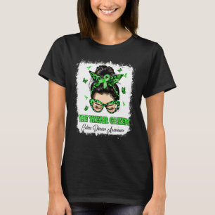 We Wear Green Messy Bun Warrior Celiac Disease Awa T-Shirt