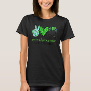 We Wear Green Scoliosis Awareness Peace Love Warri T-Shirt
