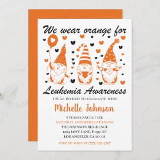 We Wear Orange for Leukaemia Awareness Cancer Free Invitation