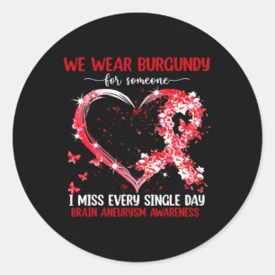 We Wear Pink For Brain Aneurysm Awareness Heart Ri Classic Round Sticker