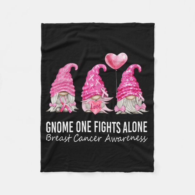 We Wear Pink Gnome Gnomies Breast Cancer Awareness Fleece Blanket (Front)