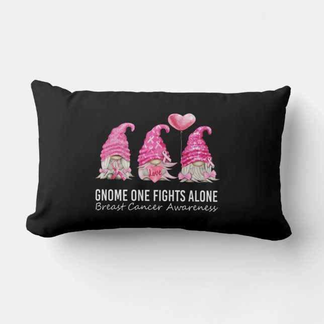 We Wear Pink Gnome Gnomies Breast Cancer Awareness Lumbar Cushion (Front)