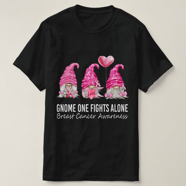 We Wear Pink Gnome Gnomies Breast Cancer Awareness T-Shirt (Design Front)