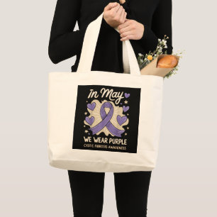 We Wear Purple Cystic Fibrosis Awareness Large Tote Bag