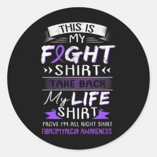 We Wear Purple Fibromyalgia Awareness Ribbon Gift  Classic Round Sticker