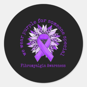 We Wear Purple Fibromyalgia Awareness Sunflower Le Classic Round Sticker