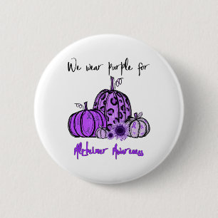 We Wear Purple For Heimerheimer Awareness Pumpkin 6 Cm Round Badge