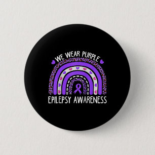 We Wear Purple Leopard Rainbow For Epilepsy Awaren 6 Cm Round Badge