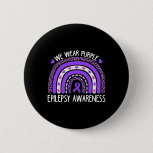 We Wear Purple Leopard Rainbow For Epilepsy Awaren 6 Cm Round Badge