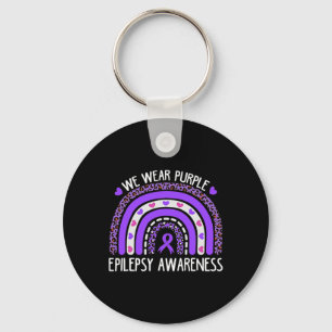 We Wear Purple Leopard Rainbow For Epilepsy Awaren Key Ring