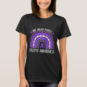We Wear Purple Leopard Rainbow For Epilepsy Awaren T-Shirt