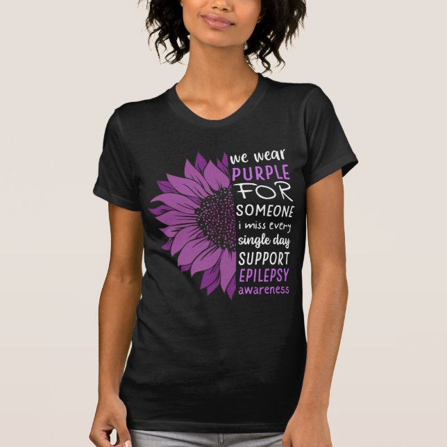 We Wear Purple Sunflower For Epilepsy Awareness T-Shirt (Front)