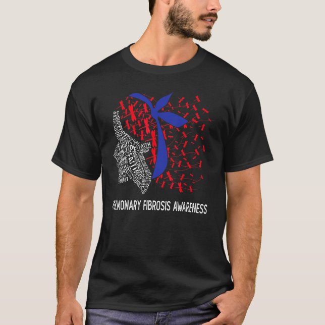 We Wear Red & Blue For Pulmonary Fibrosis Awarenes T-Shirt (Front)