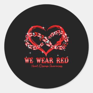 We Wear Red Butterfly Heart Heart Disease Awarenes Classic Round Sticker