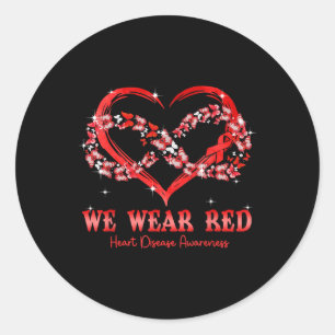 We Wear Red Butterfly Heart Heart Disease Awarenes Classic Round Sticker