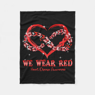 We Wear Red Butterfly Heart Heart Disease Awarenes Fleece Blanket
