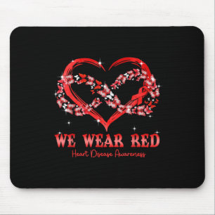 We Wear Red Butterfly Heart Heart Disease Awarenes Mouse Pad