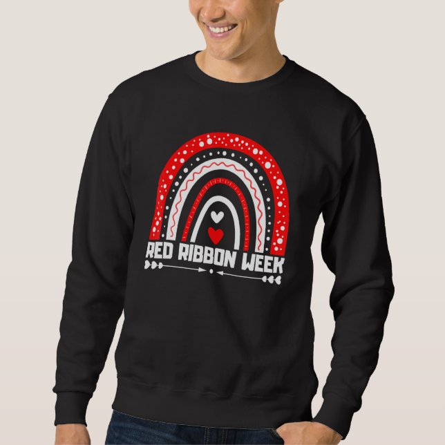 We Wear Red For Red Ribbon Week Awareness Leopard  Sweatshirt (Front)
