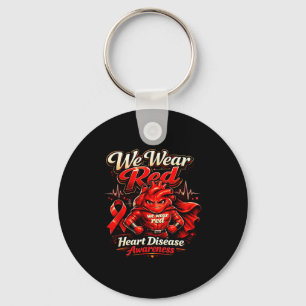 We wear red heart disease awareness support key ring