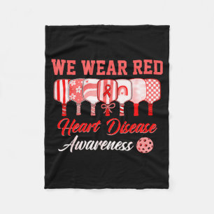 We Wear Red Pickleball Heart Disease Awareness Fleece Blanket