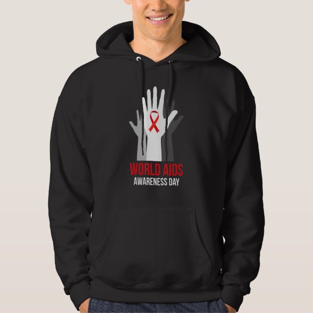We Wear Red Red Ribbon Day World AIDS Day Awarenes Hoodie (Front)