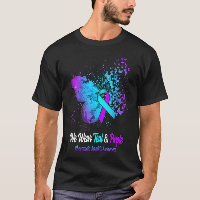 We Wear Teal And Purple Rheumatoid Arthritis Aware T-Shirt (Front)