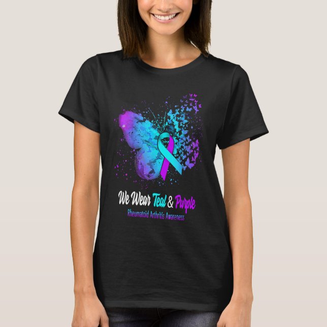 We Wear Teal And Purple Rheumatoid Arthritis Aware T-Shirt (Front)