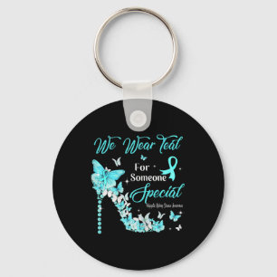 We Wear Teal Butterflies Polycystic Kidney Disease Key Ring