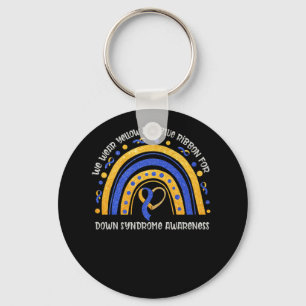 We Wear Yellow And Blue Ribbon For Down Syndrome Key Ring