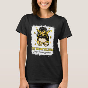 We Wear Yellow Messy Bun Warrior Ewings Sarcoma Aw T-Shirt