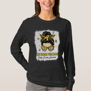 We Wear Yellow Messy Bun Warrior Ewings Sarcoma Aw T-Shirt
