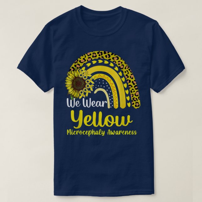 We Wear Yellow Microcephaly Awareness Rainbow  T-Shirt (Design Front)