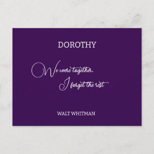 We were together Walt Whitman personalised Postcard