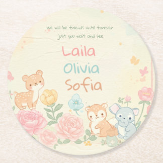 We will be friends until forever round paper coaster