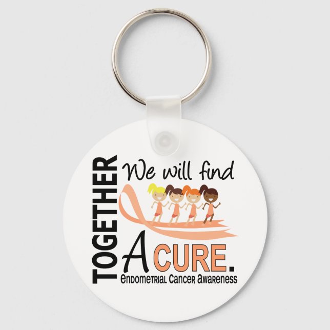 We Will Find A Cure Endometrial Cancer Key Ring (Front)