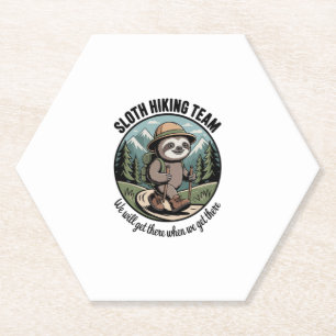 We Will Get There Eventually Sloth Hiker Paper Coaster