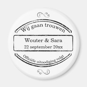 We will marry   round save the date magnet