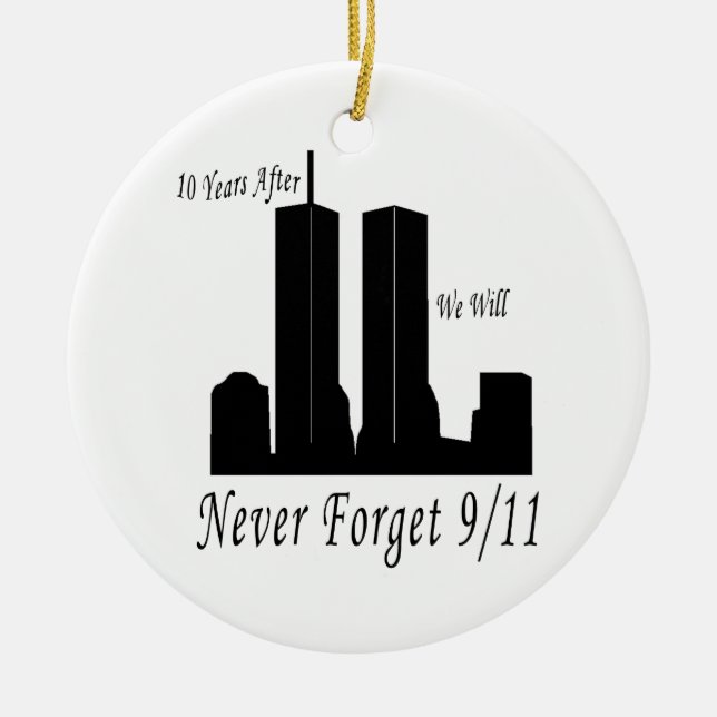 We Will Never Forget 9/11 Ceramic Tree Decoration (Front)