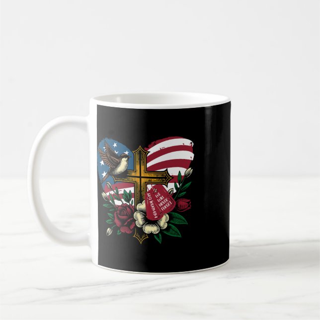 We Will Never Forget American Flag Memorial Day 4t Coffee Mug (Left)