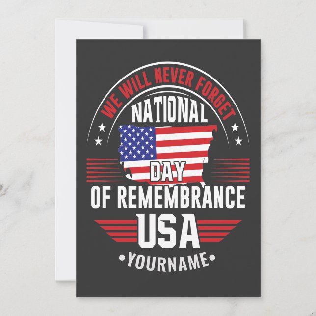 We Will Never Forget National Day of Remembrance Thank You Card (Front)