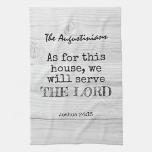 WE WILL SERVE THE LORD Rustic Christian  Tea Towel