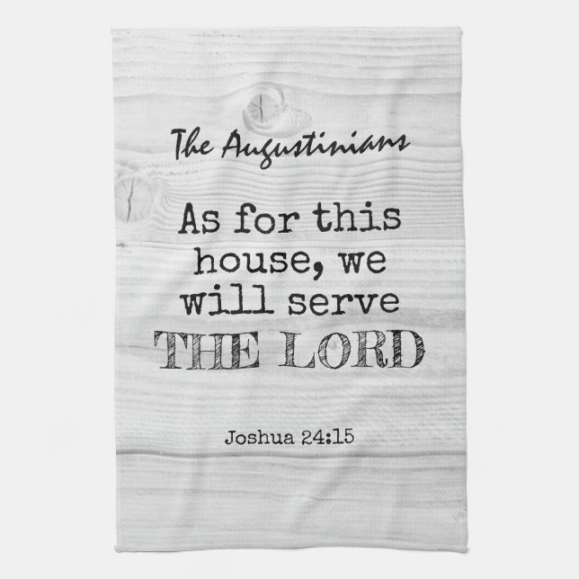 WE WILL SERVE THE LORD Rustic Christian  Tea Towel (Vertical)