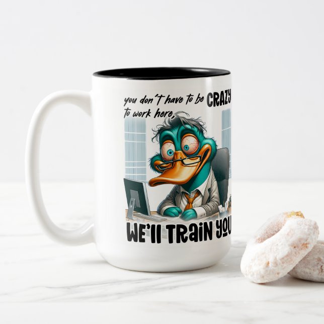 We will train you Two-Tone coffee mug (With Donut)