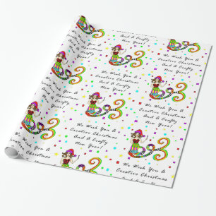 We Wish You A Creative Christmas Mermaid Wrapping Paper