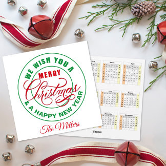 We Wish You A Merry Christmas Calendar Holiday Card