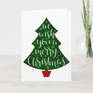 We Wish you a Merry Christmas Calligraphy Tree Holiday Card